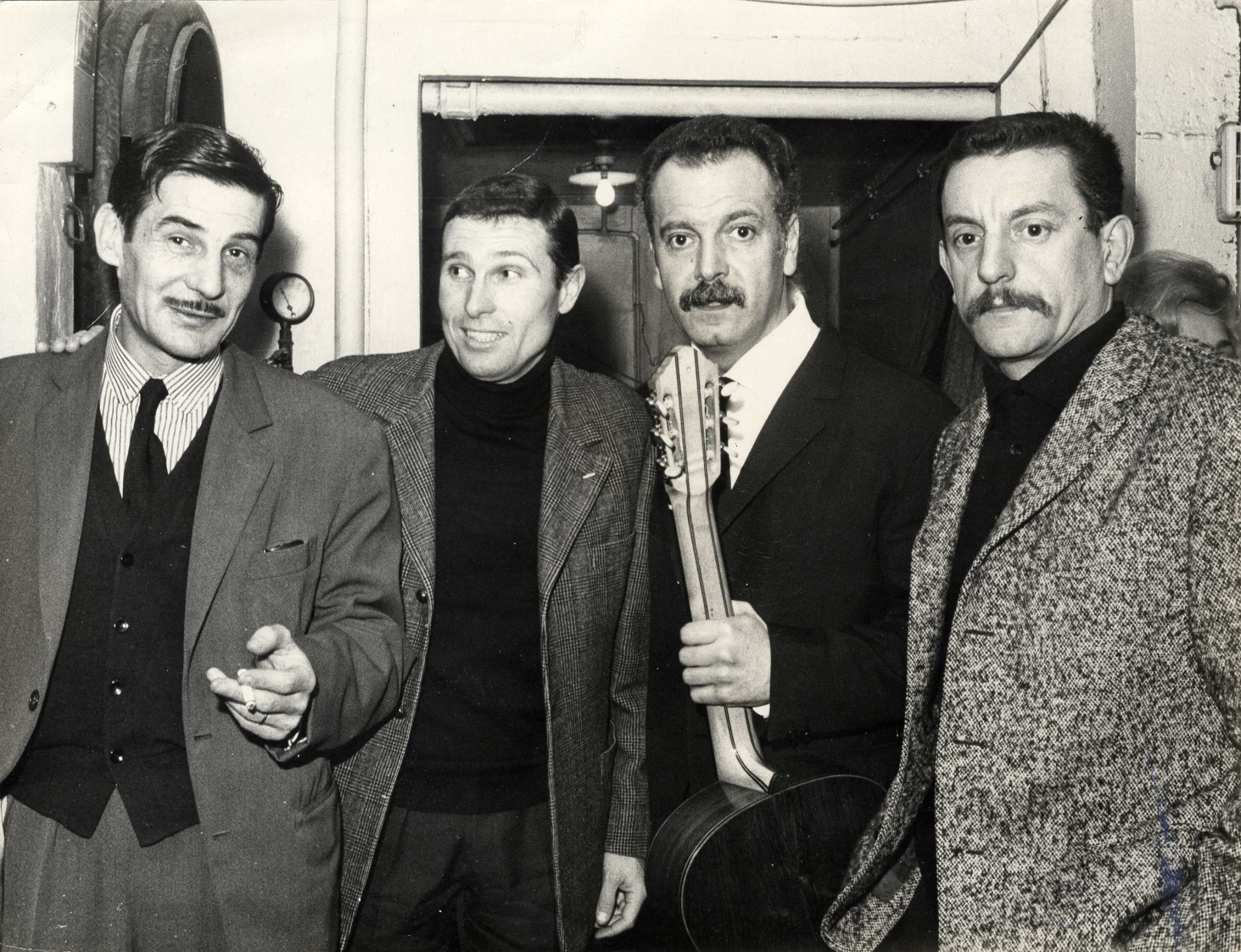 1964- Bobino - Henry Delpont, Éric Battista, Georges Brassens et Georges Granier