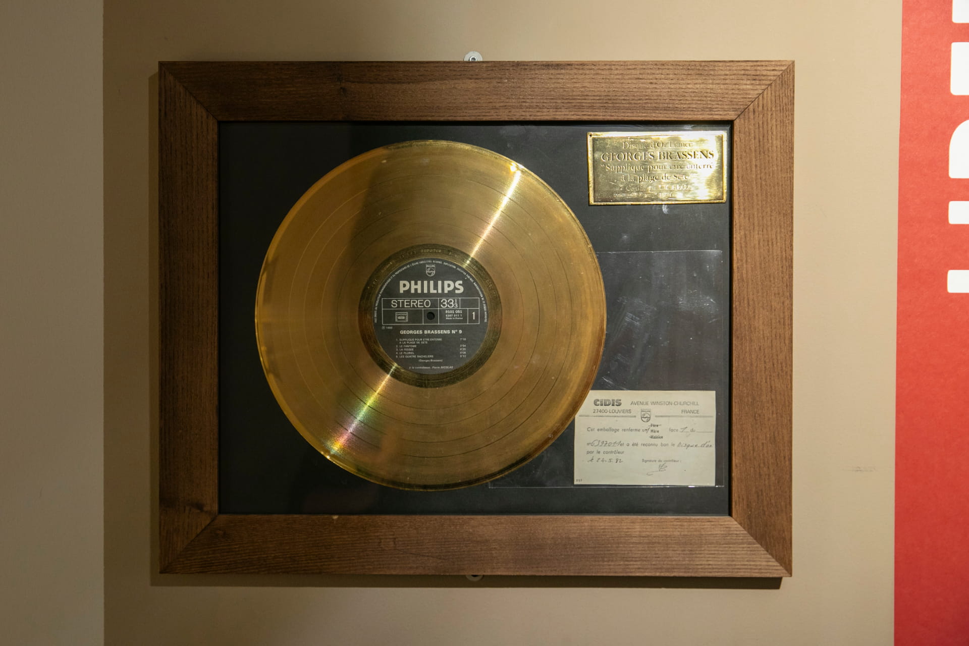 1976 - Disque d'or  plus de 100 000 exemplaires vendus pour La supplique ...